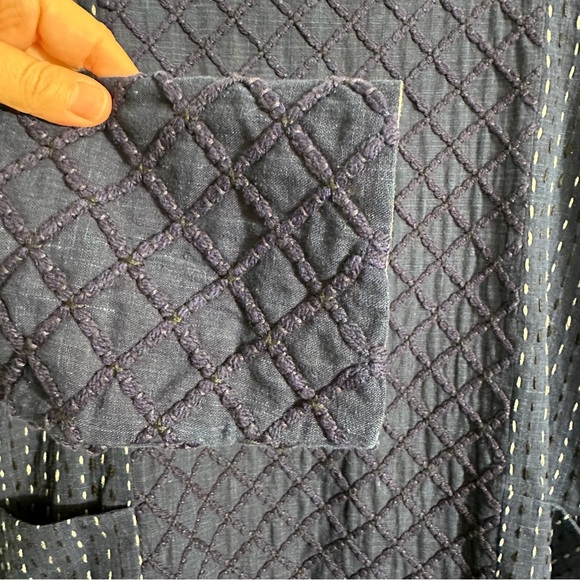 Umber & Ochre reversible dress, size small, blue/floral, luxury brand, long slv. - Picture 6 of 12